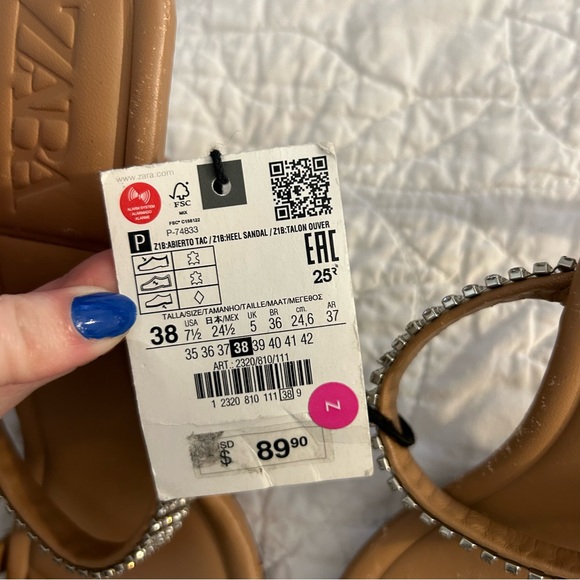 NWT Zara Sparkly Strap Heeled Sandals - Picture 3 of 8